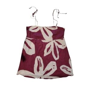 Vintage Roxy Hibiscus Red and White Spaghetti Top Size Large Juniors